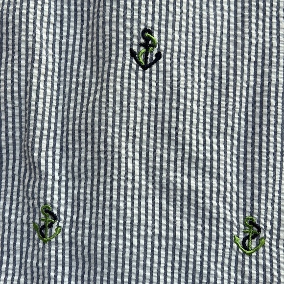 Glorimont Seersucker Navy Girls Dress - Picture 2 of 8